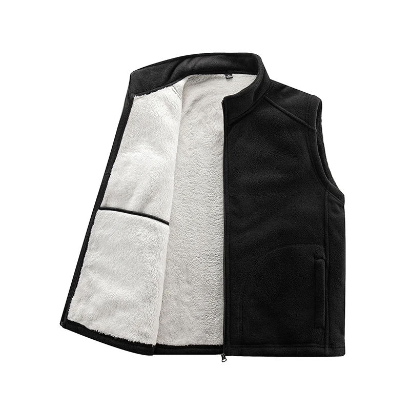 Autumn Winter Velvet Quilted Polar Vest Coat Men Cold Proof Sleeveless Jacket Warm Thickened Waistcoat Men's Cotton-padded Vests
