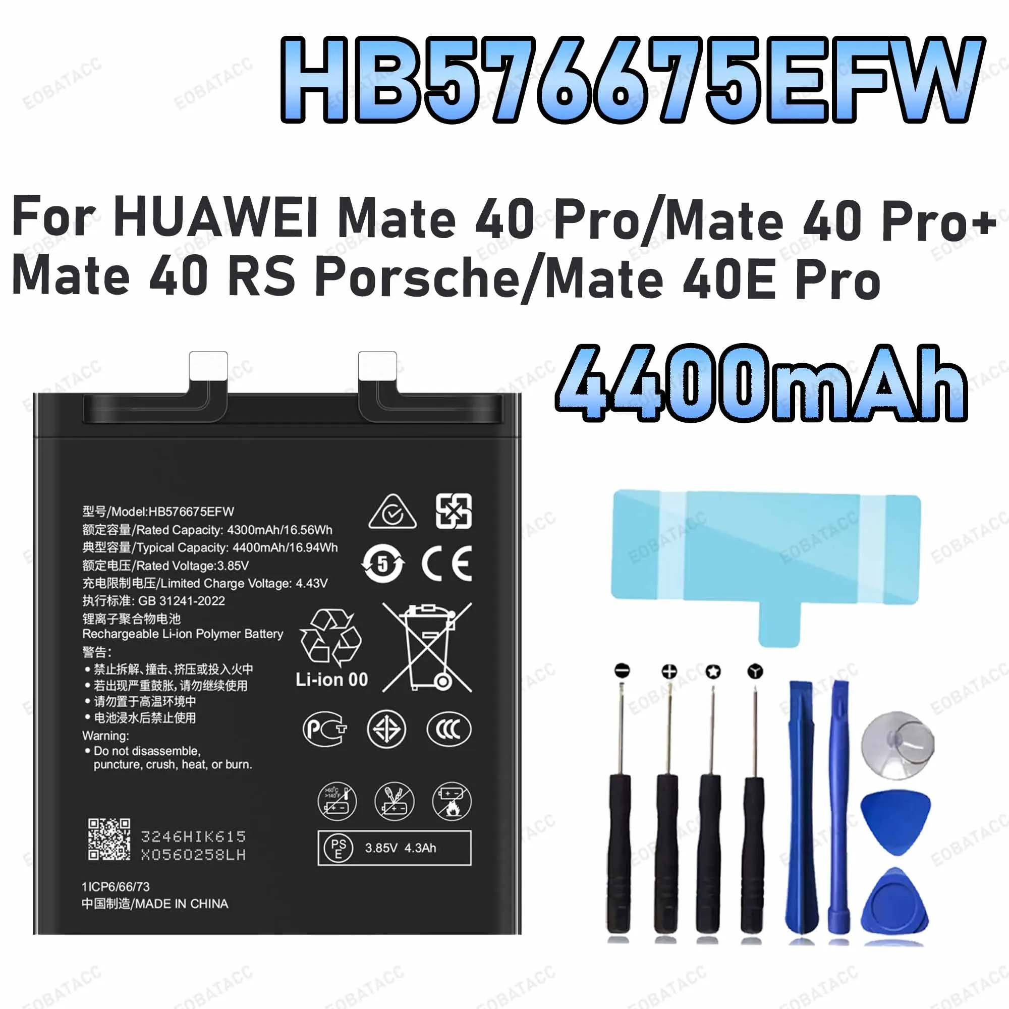4400mAh HB576675EFW Replacement Battery for HUAWEI Mate 40 Pro/Mate 40 Pro+ battery Repair Tools Kit