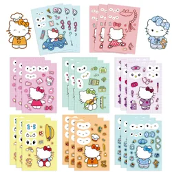 8 Sheets Sanrio Hello Kitty Puzzle Stickers Kawaii Cartoon Anime Make A Face Sticker Assemble Educational Book Cute Kids Toy﻿