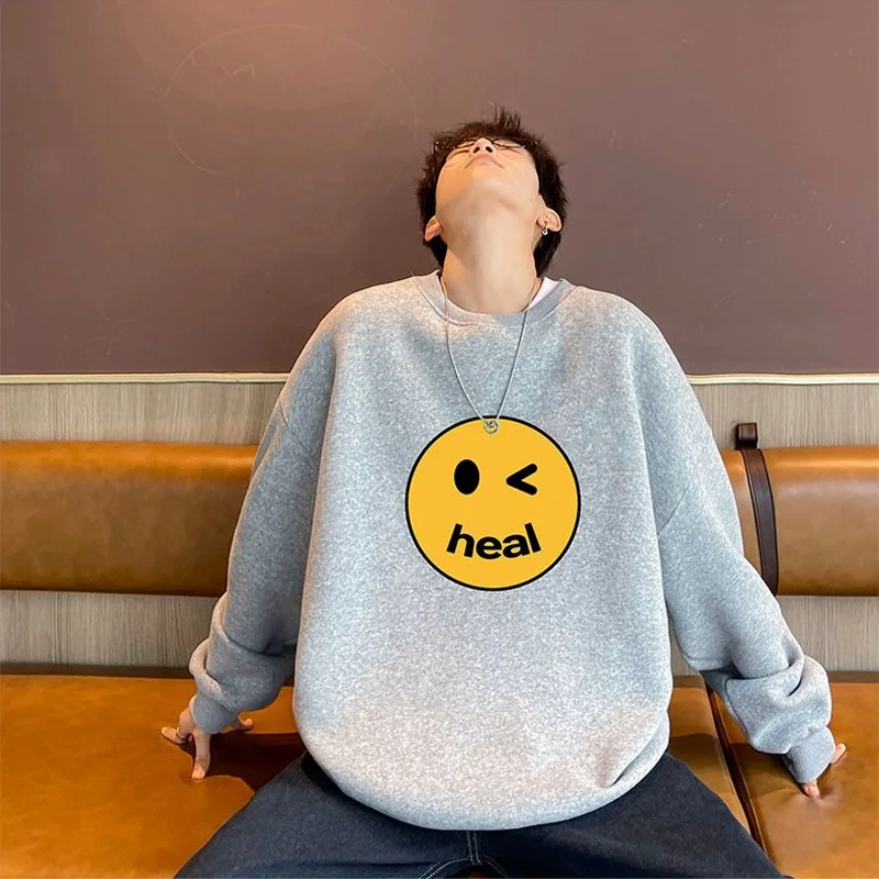 

Мужская толстовка Cec с круглым вырезом, весна-осень, с длинным рукавом, оверсайз, базовый слой, модная уличная одежда, повседневная, удобная