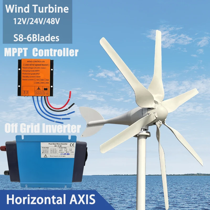 6 Blades  Wind Turbine With More Powerful Free Electricity Low Speed And Low Noise For Small Household Farms