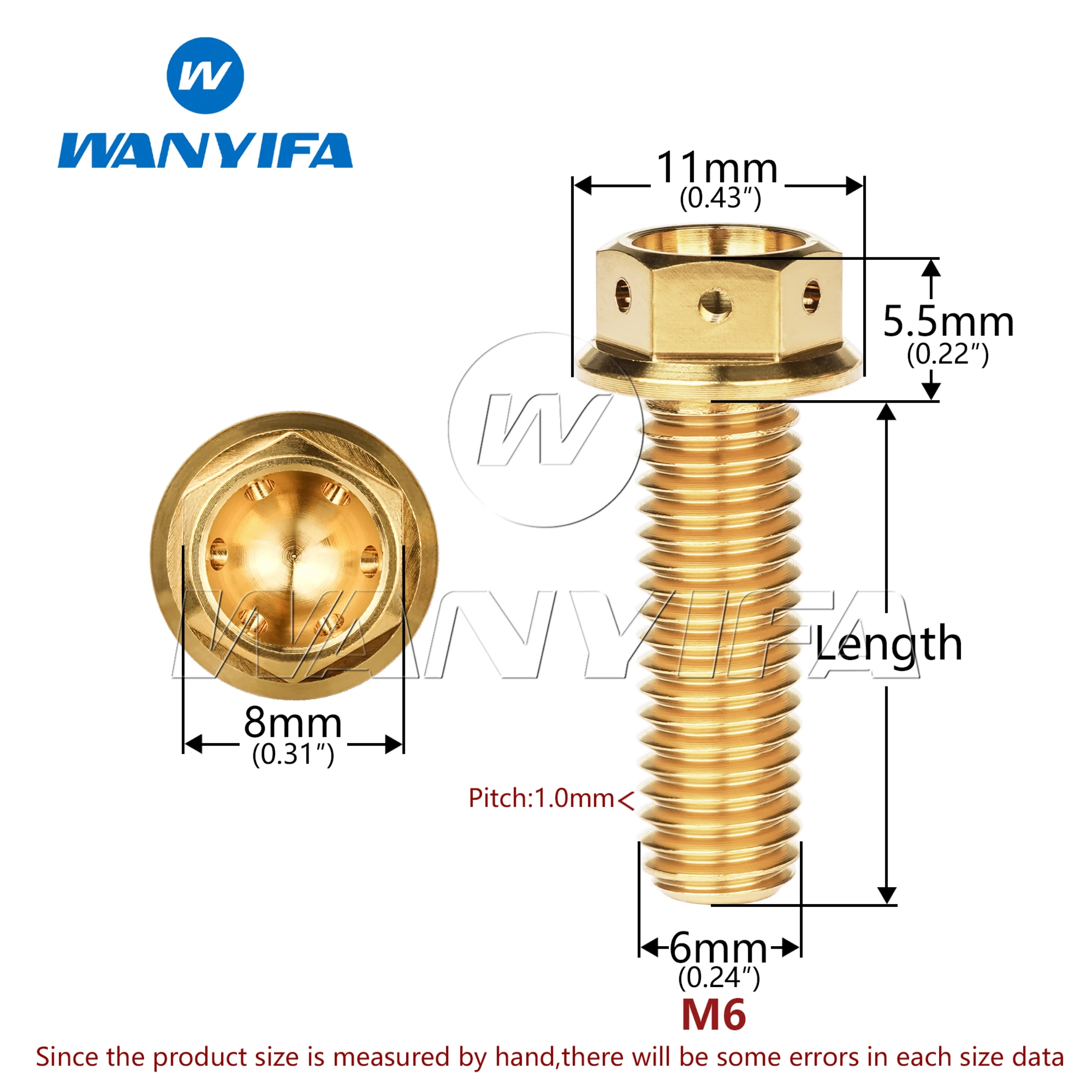 Wanyifa M6/M8 Titanium Drilled Hex Flange Bolt 10-65mm High Strength Fasteners Screws For motorcycle customization