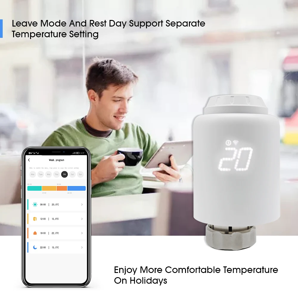 Tuya Smart WiFi ZigBee Radiator Actuator TRV Programmable Thermostatic Radiator Valve Remote Temperature Controller for  Alexa