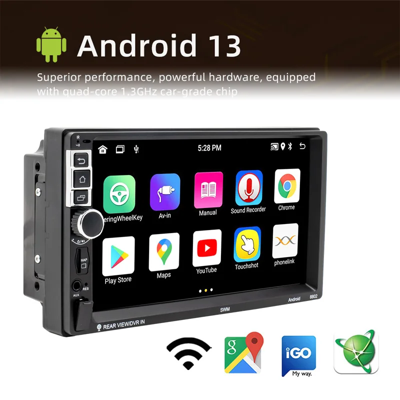 2 Din Android Car Radio Wireless Carplay Android-Auto Bluetooth