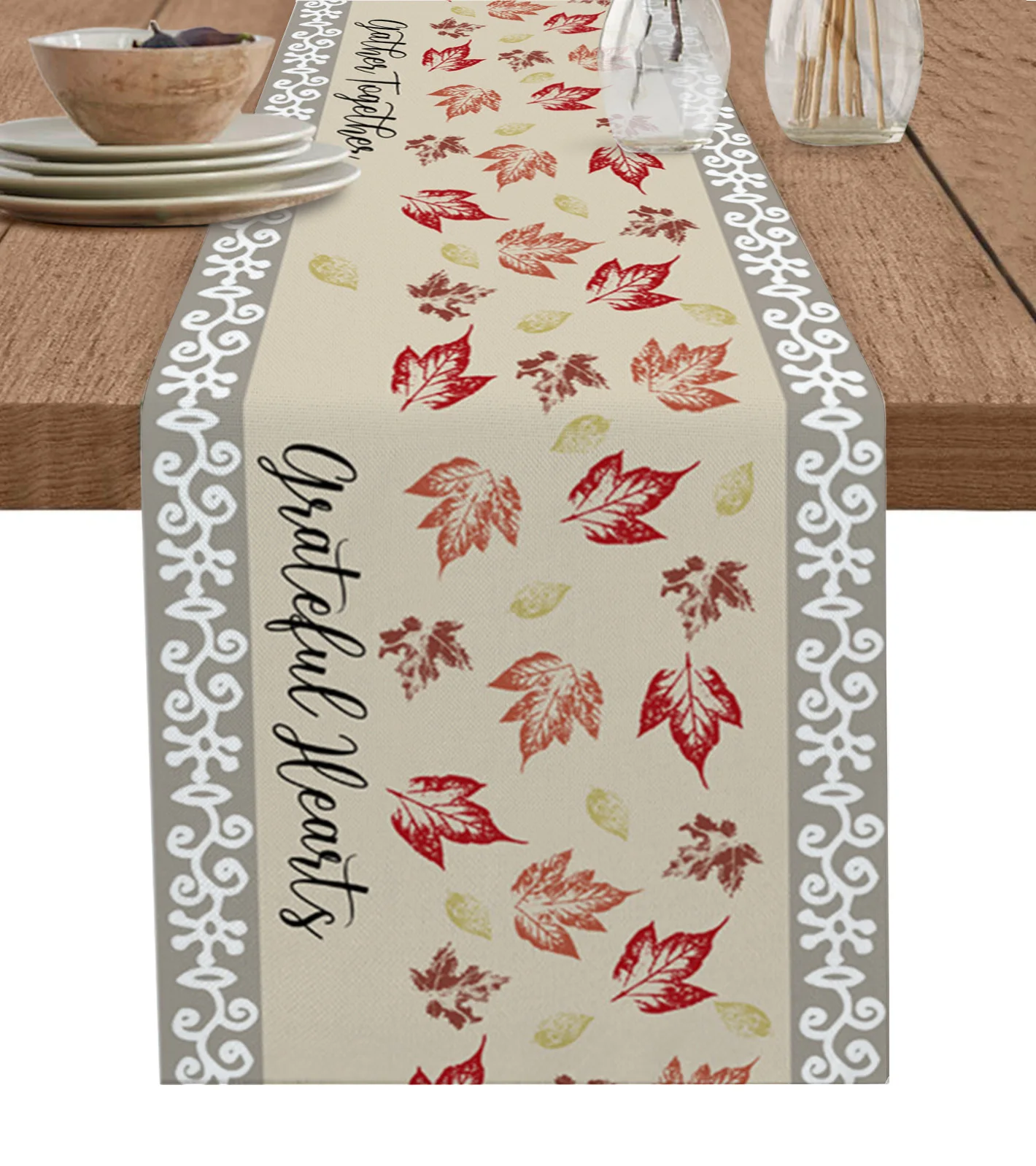 Retro Maple Leaf Vein Silhouette Table Runner Decoration Home Decor Dinner Table Decoration Table Decor