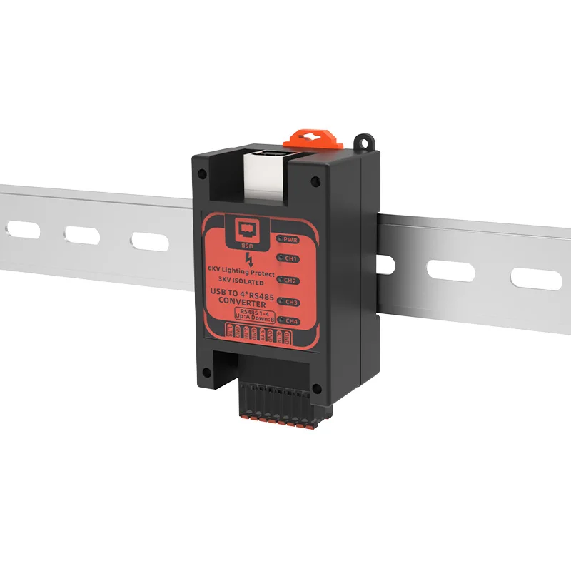 

Industrial Type-B USB to 4 Port RS485 Converter with 3KV Isolation and 6KV lightning protection