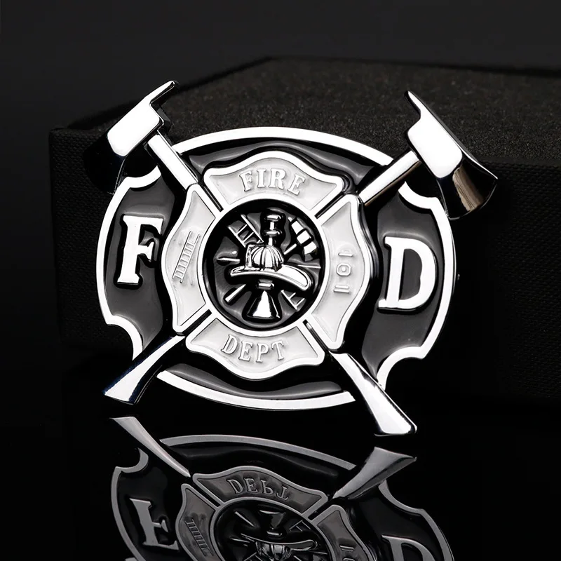 

High-quality Car Modification Metal 3D Car Stickers FIRE DEPT Double Axe Body Decoration Scratches Cover Car Parts