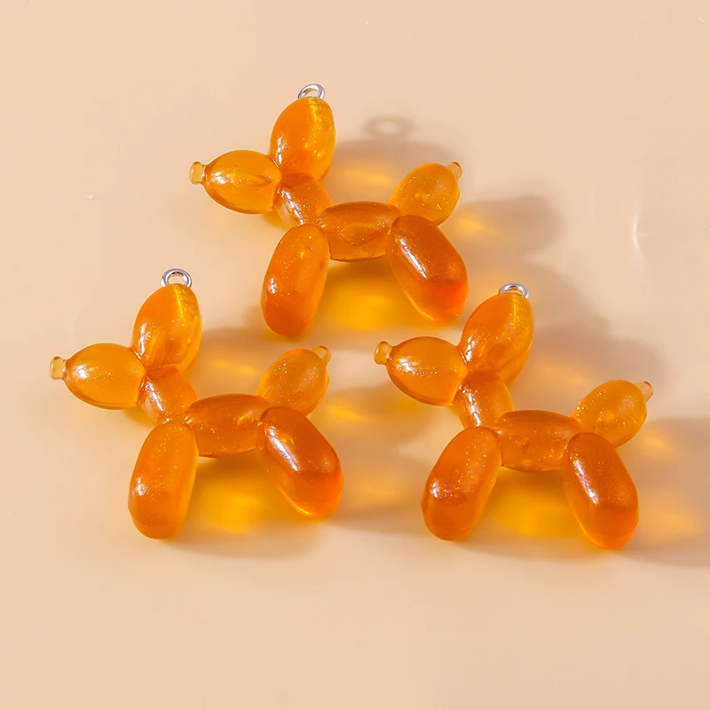 10Pcs 34*38mm Resin Cute Colorful Balloon Dog Charms for Earring Bracelet Necklace Lovely Pendant Handmade Jewelry Making