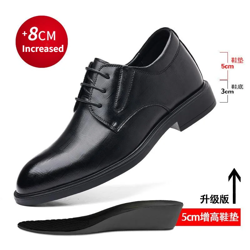 

Men's Leather Elevator Shoes Invisible Height Increased 8cm 6cm Men Heightening Formal Dress Shoes Business Suit Shoes For Man