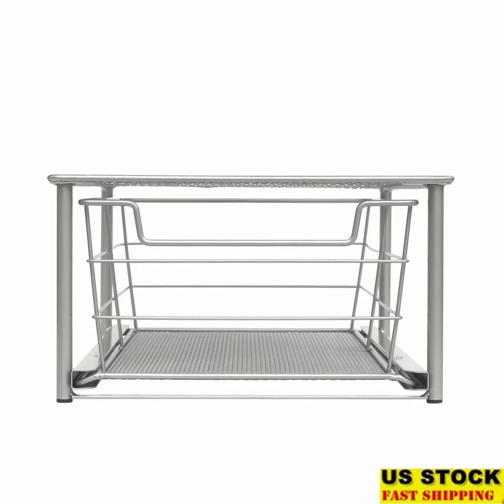 Piccolo cassetto scorrevole impilabile Organizzatore da bagno Cestino scorrevole salvaspazio per riporre oggetti Facile accesso Costruzione in acciaio durevole