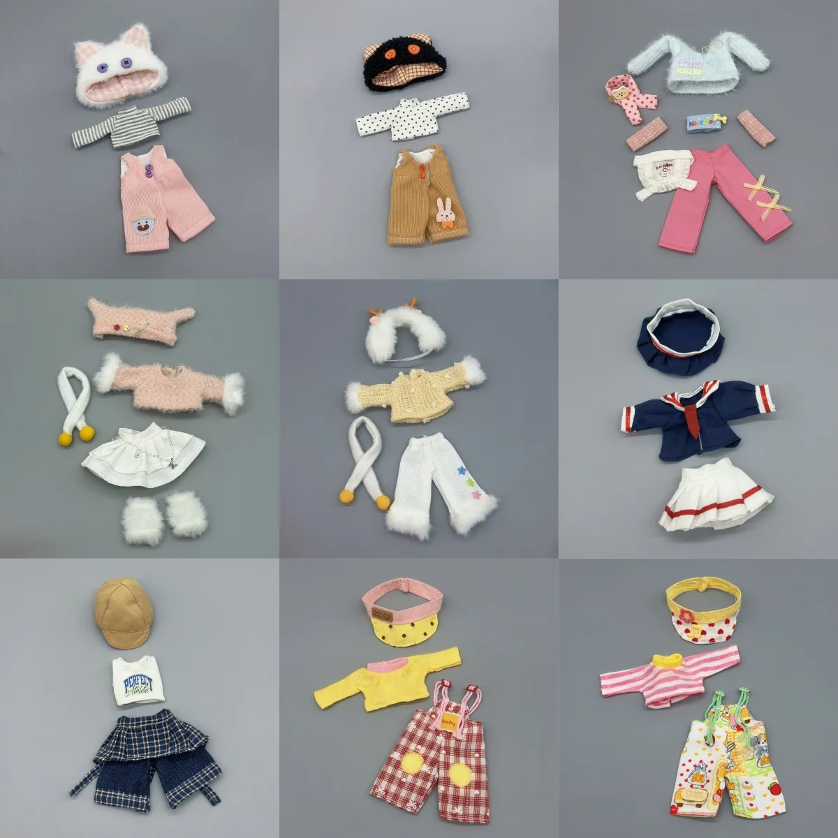 1/8 1/12 BJD Doll Clothes Parts Cute Dress Fashion Casual Overalls School-style Clothing Set For 16-17cm OB11 BJD Doll Dress Up