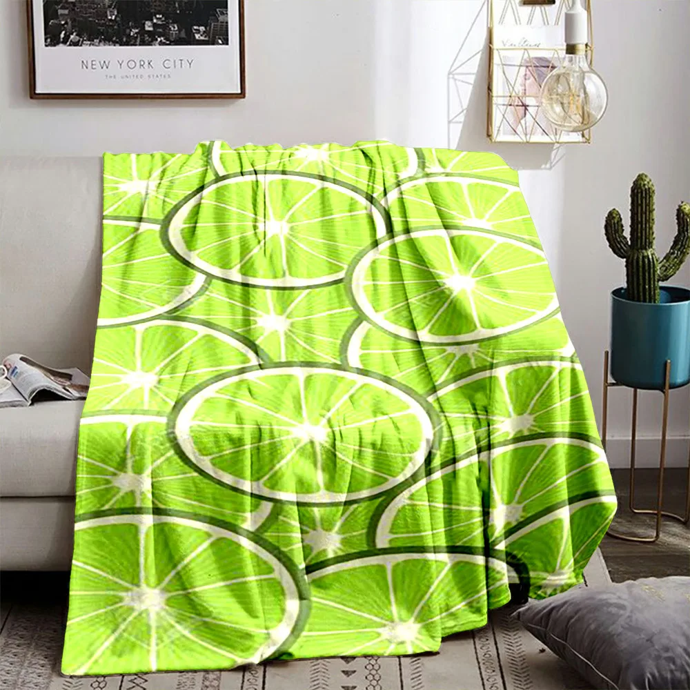 

3D Fresh Green Kiwi Blanket Flannel Blanket Double Sided Super Soft Luxury Plush Blanket Warm Blanket No Pilling