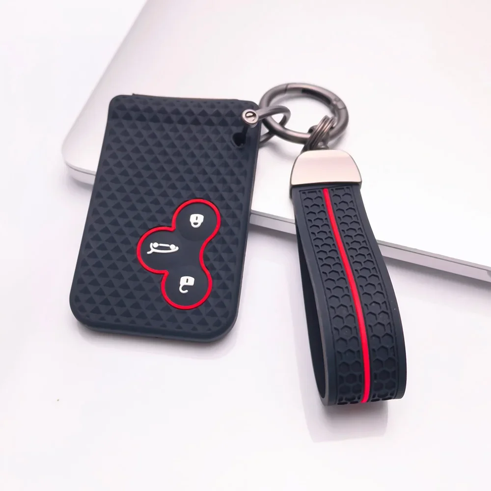 Silikon-Schlüsselanhänger, Auto-Schlüsselzubehör, Schlüsselhülle für Renault Megane Clio Megane 2 Scenic Stage Koleos Logan Region Card