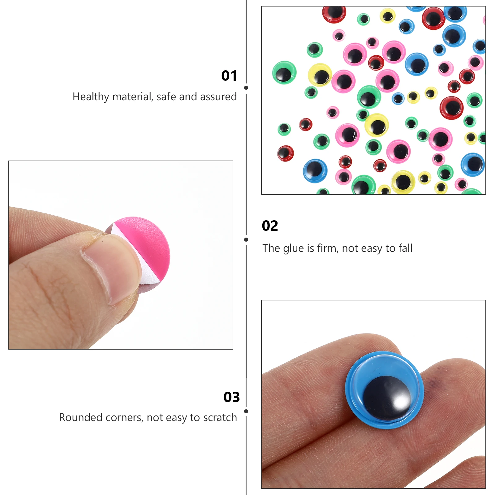 

200 Pcs Eye Stickers Eyeball Googly Large on Eyes for Crafts Scrapbook Patch Decorations Plastic Self Adhesive Baby