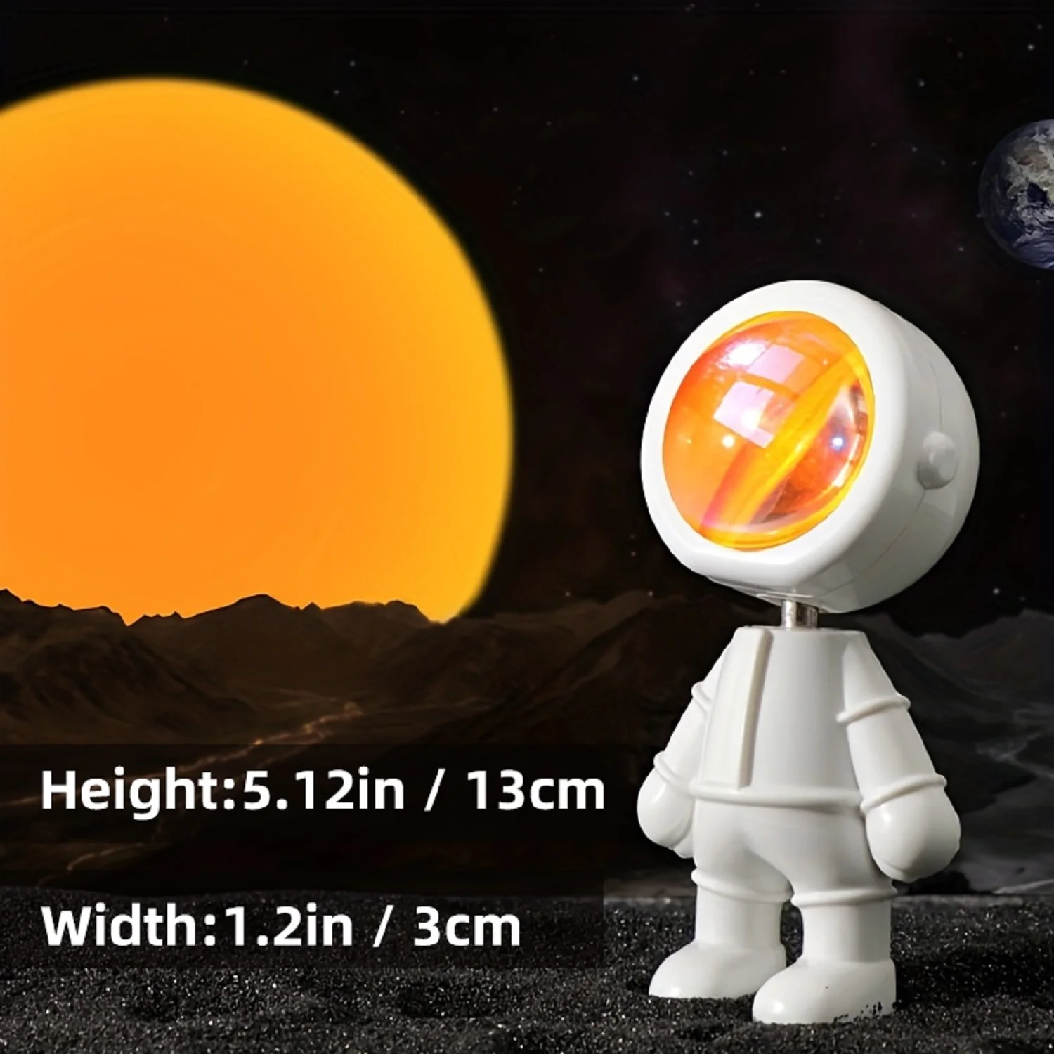 Sunset Light Projector Astronaut LED Night Light 360 Degree Rotation, Sunset Ambient Light with USB Charging Bedroom Set