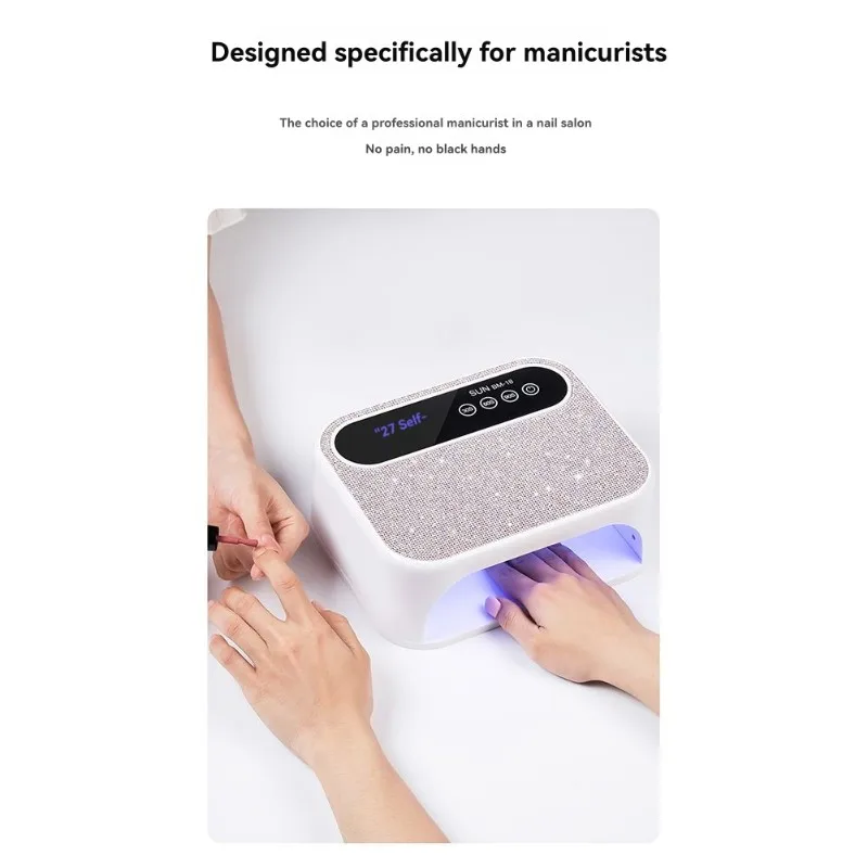UV LED Rechargeable Nail Lamp 128W With LCD Screen 3 Timer Settings For Manicure Nail Art Tool US Plug