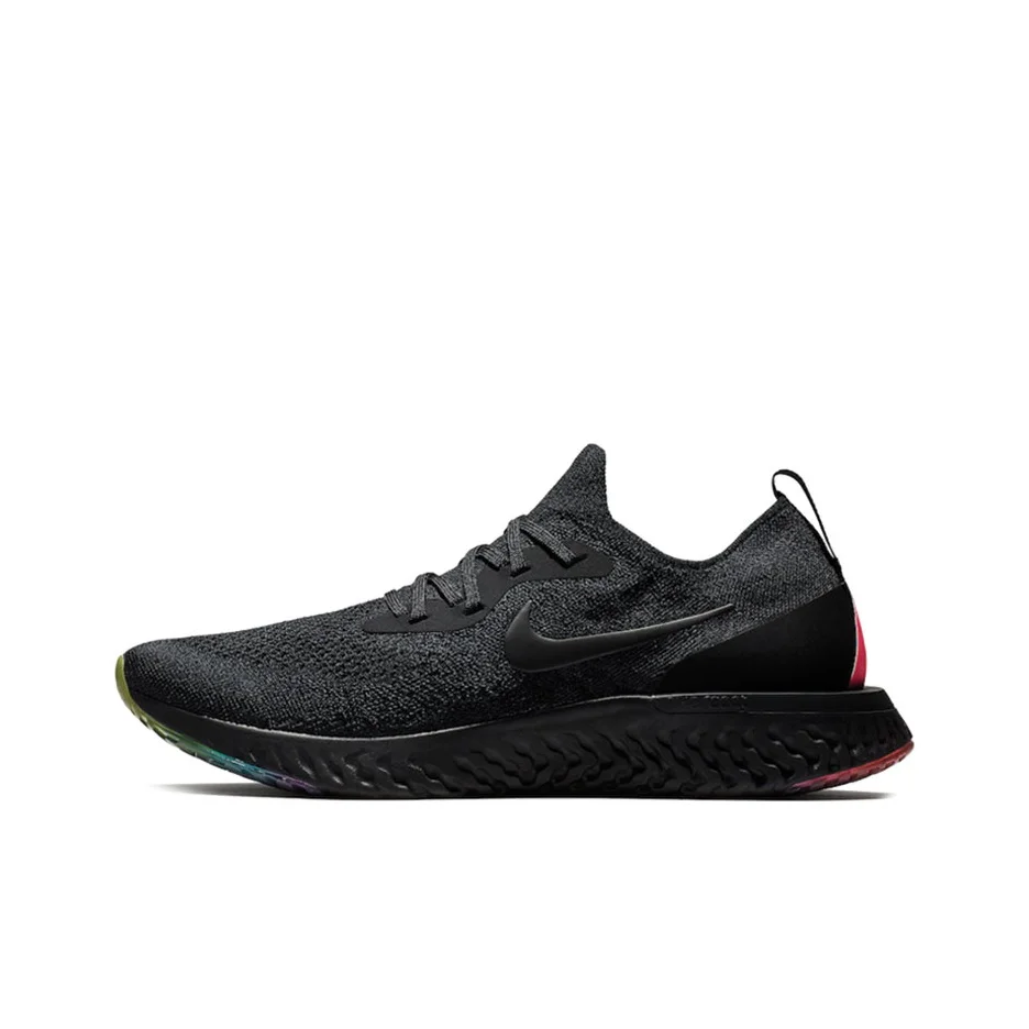 Nike Epic React Flyknit 1 Running Shoes Unisex Low Top Black/Multicolor Rainbow AR3772-001