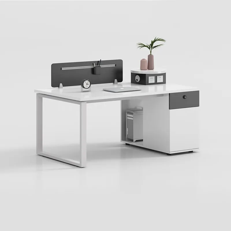 مكتب الموظفين في مكان العمل بأربعة أشخاص، بطاقة واحدة، شاشة بيضاء فاخرة، مصنع مالي مزدوج بالجملة #5