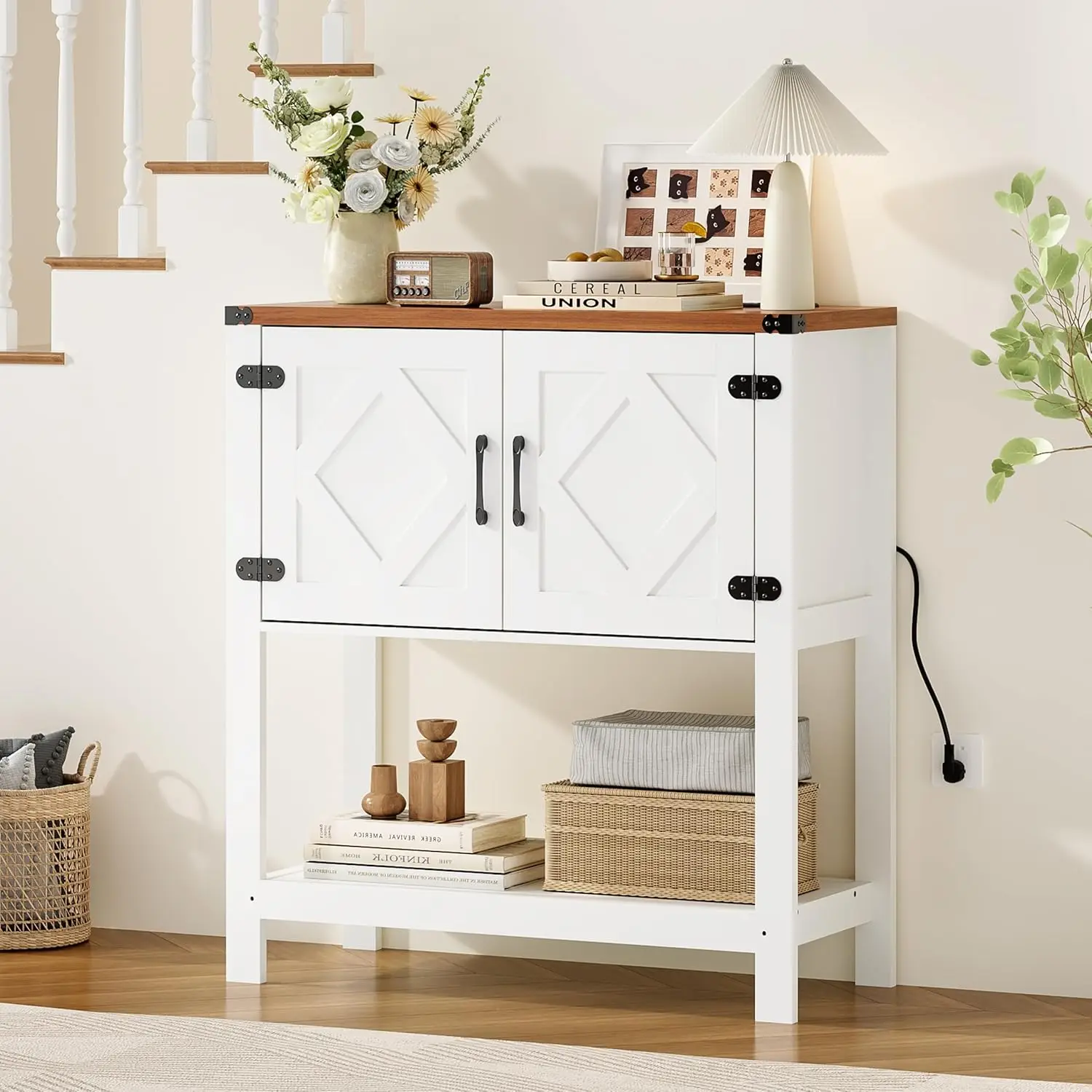 

Консольный столик для прихожей с розетками и USB-портом, шкаф для кофе-бара с дверцами, кухонные шкафы для фермерского дома, диван-стол с