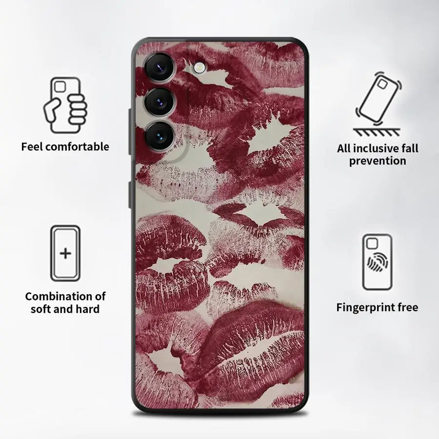 Case for Samsung Galaxy A13 A14 A51 A15 A24 A36 A26 A35 A16 A34 A11 A12 A22 A52 Phone Cover Lip Kiss