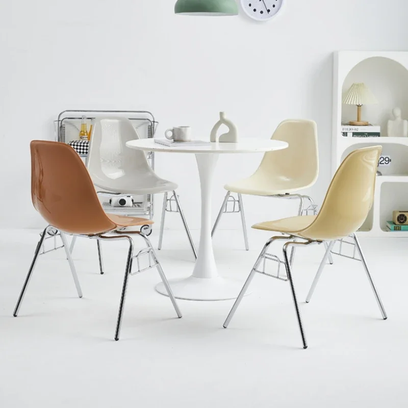 Backrest Plastic Dining Chair Postage Modern Style Iron Leg PC Comedor De 4 Sillas Dressing Stool Dining Room Stool Chair