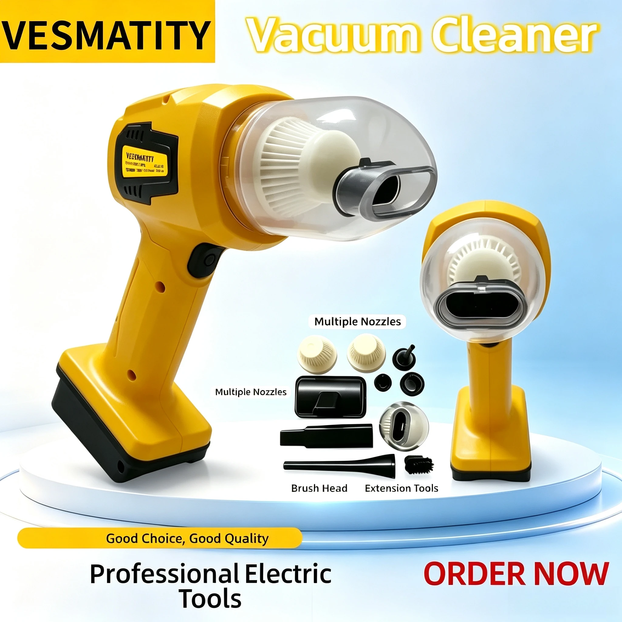 Handheld Car Vacuum Cleaner Cordless with Multi-Nozzles 2-In-1 Vacuum Cleaner and Air Duster for Dewalt Battery