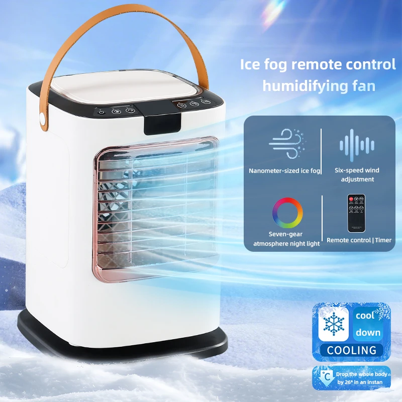 Ventilateur de refroidissement portable mini électrique avec humidification et télécommande, 2ème génération, ioniseur négatif, ventilateur de bureau