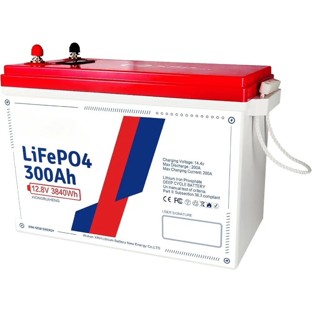 

XRH 12V 300Ah Small-Volume LiFePO4 Lithium Battery, Built-in 200A BMS, Max 2560W Power, 4000-15000 Deep Cycles & 10-Year Lifetim