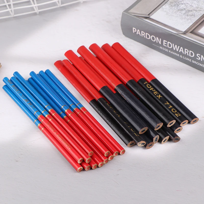 12pcs Double Ended Colored Wooden Pencils Pre-Sharpened Red And Blue Checking Pencils For Checking Map Coloring