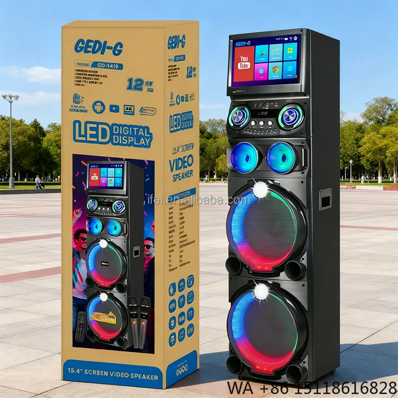 GD-1419 Outdoor Karaoke Speaker with Display KTV System Powerful Sound for Movie Sound Singing