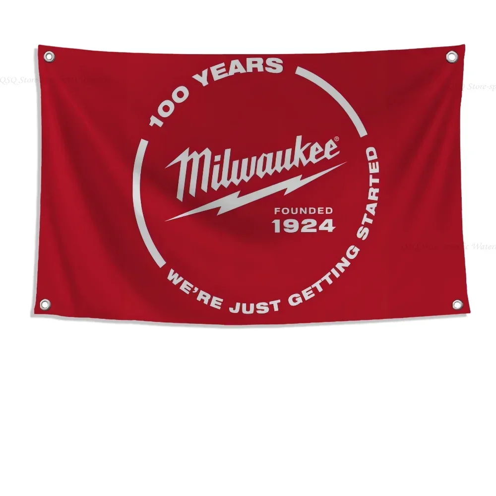 1PC-M-Milwaukee-S LOGO Flag Flags And Banners Four Hole Flag Polyester Outdoor Decor Room Aesthetic