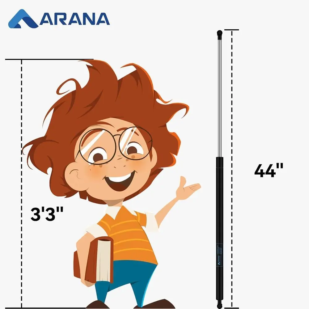 Suportes a gás extra longos 44 resistentes para cargas de 80LB, soquete esférico de 13MM, pacote com 2, adequados para reboques de snowmobile e cama de caminhão Cov