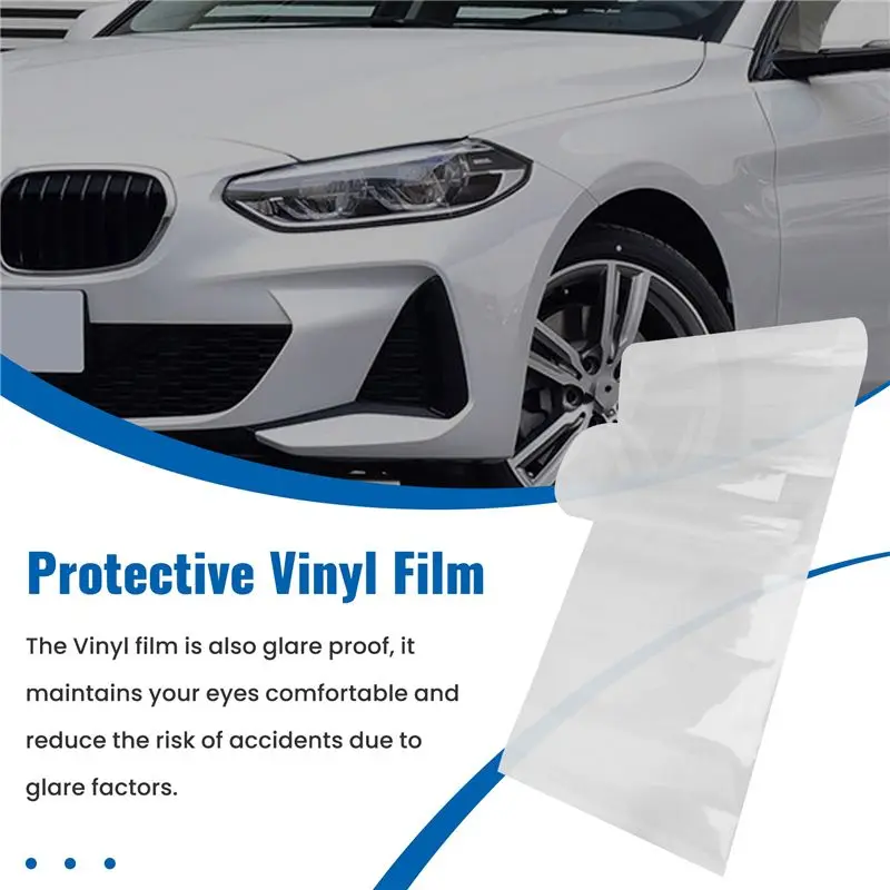 12"X48" Clear Protective Vinyl Film Tint Headlight Taillight Fog Wrap-A02G view 4