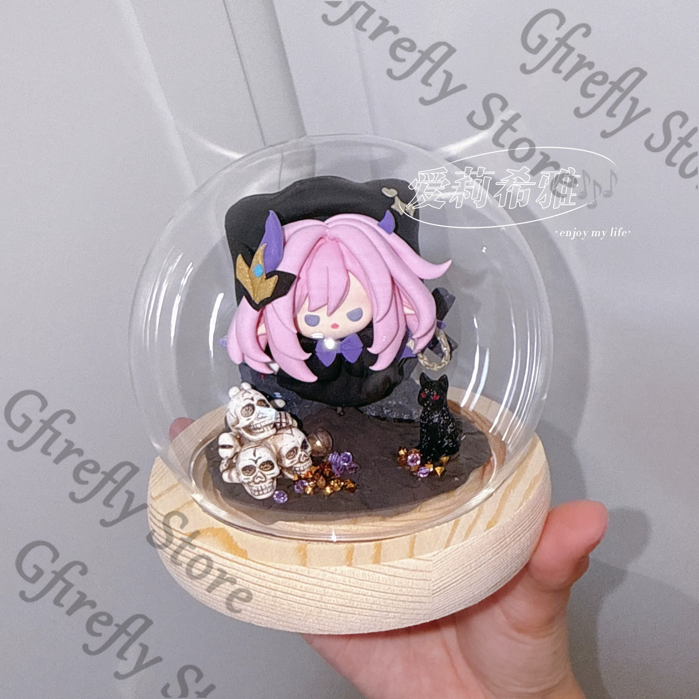 honkai-star-rail-elysia-cosplay-sfera-di-cristallo-luminosa-versione-q-modello-kit-ornamenti-mascotte-figurina-di-argilla-regalo-di-natale