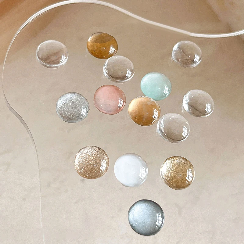 /Kuz/Round Glass Color Card Clear Nail Art Display Designs Stickers Tips Flat Back Board Round Drop Nail Salon Tools 40pcs