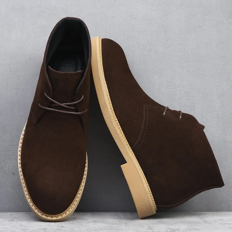 Large Men Chelsea Boots Suede Pointed Simple Stylish Breathable Suitable for Young People's Business Short Boots Couple Style