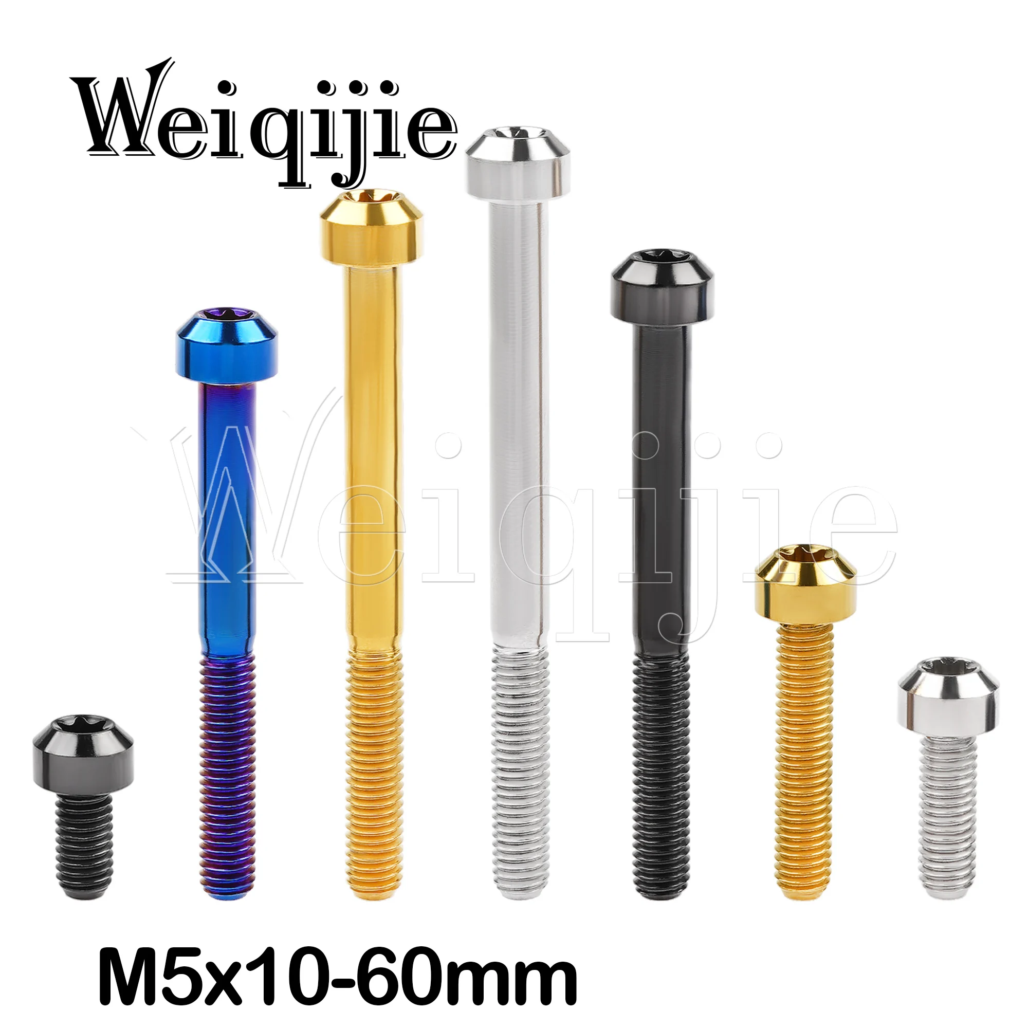 

Weiqijie Titanium Bolt M5x10/15/20/25/30/35/40/45/50/55/60mm T25 Torx Head Bicycle Motorcycle Car Refit Fastener Brake