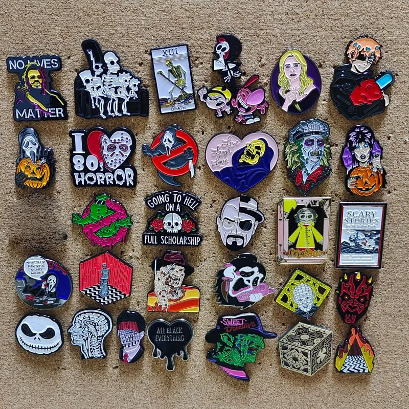 90's Hallowmas Horror Movie Enamel Pin Killer Lapel Badges Manga Brooches for Women Fashion Jewelry Accessories Gifts