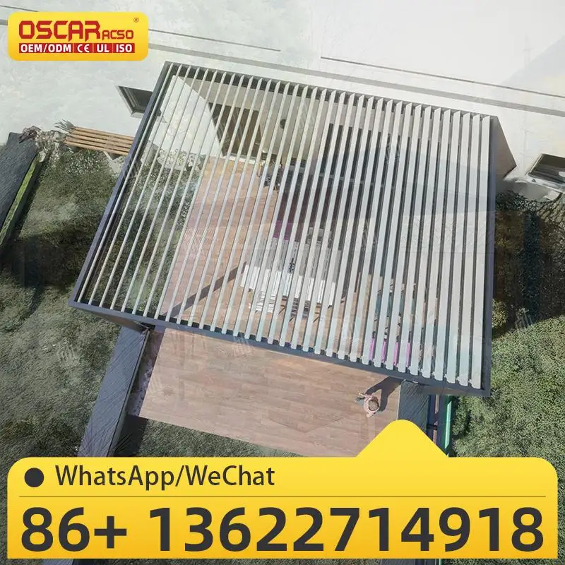 

3x3 3x4 4x4 6x4m Factory Wholesale Modern Outdoor Bioclimatic Aluminium Louvered Pergola With Motorized Screen for Garden Patio