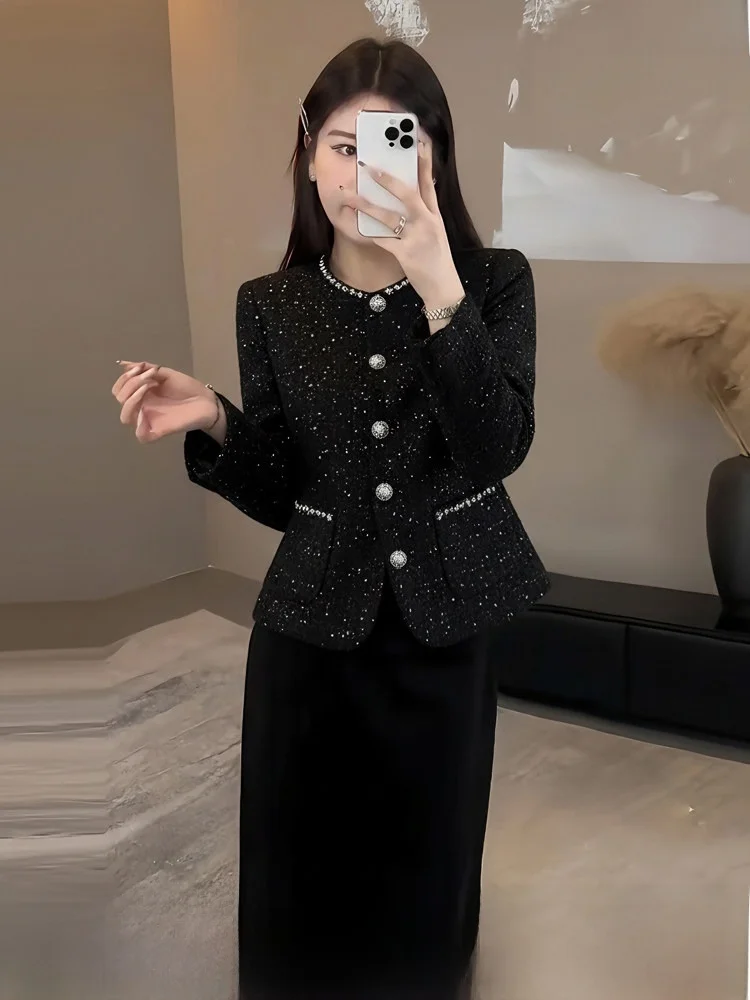 

Ele Thiened Wool Blend Outerwear Bla Slimming Faux Fur Jaet for plus Size Women Winter New Sle Korean Sle Coat