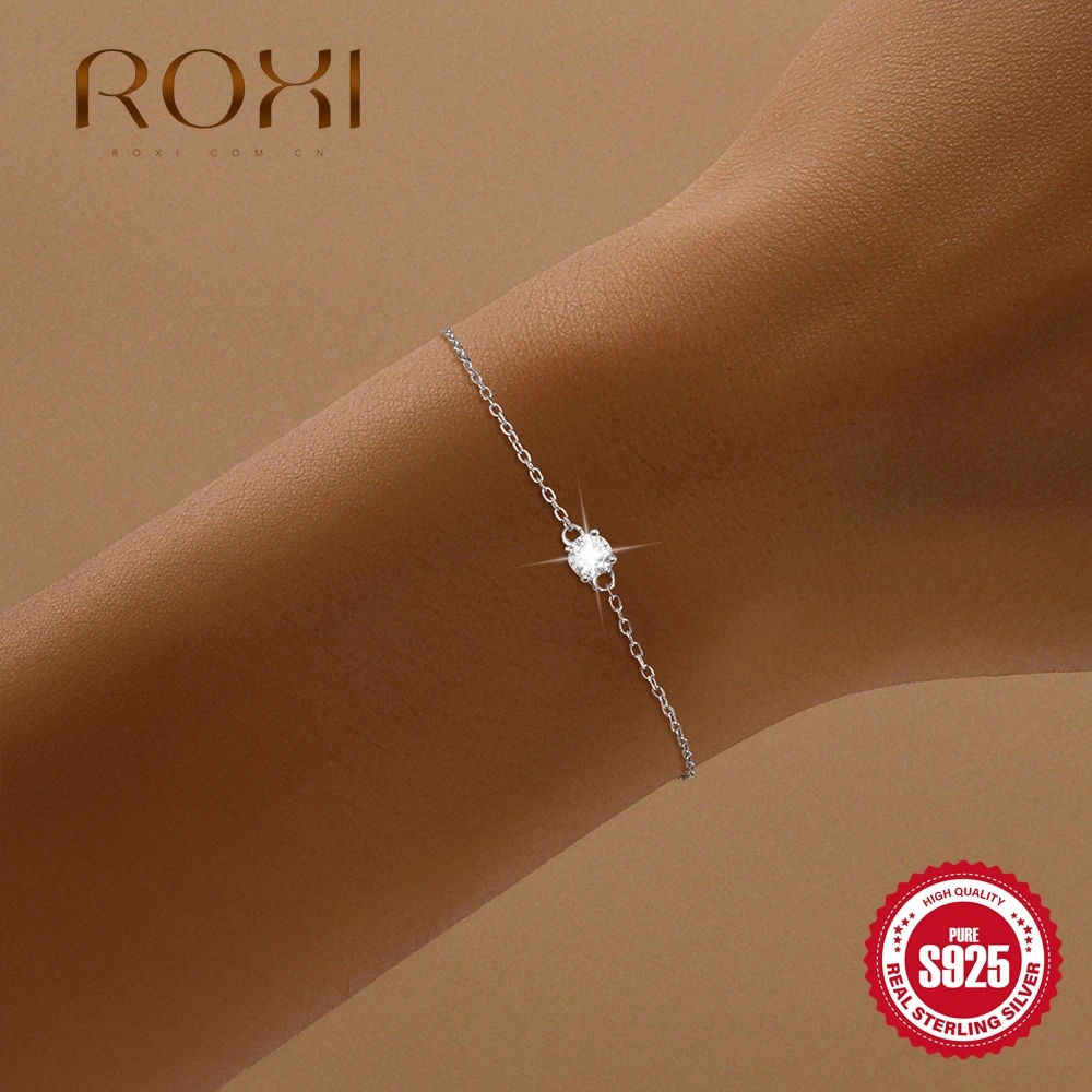 روكسي كلاسيكي واحد مستدير مويسانيتي 925 فضة سوار للنساء ملابس يومية فاخرة هدايا التخرج لها