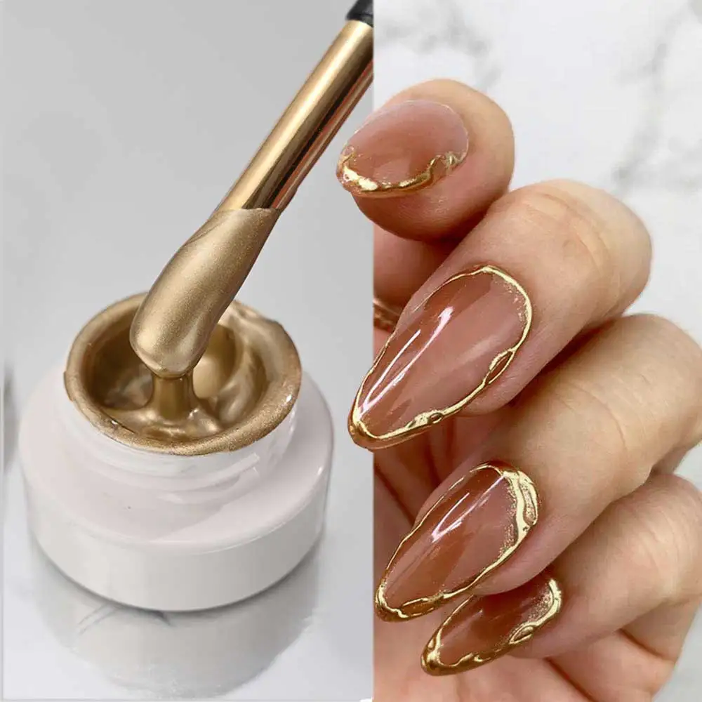 Metallic-Malerei-Gel, Chrom, Gold, Silber, Spiegeleffekt, Nagellack, superhelle Zeichenlinie, französischer Nagellack, 5/6/8/10/15 ml