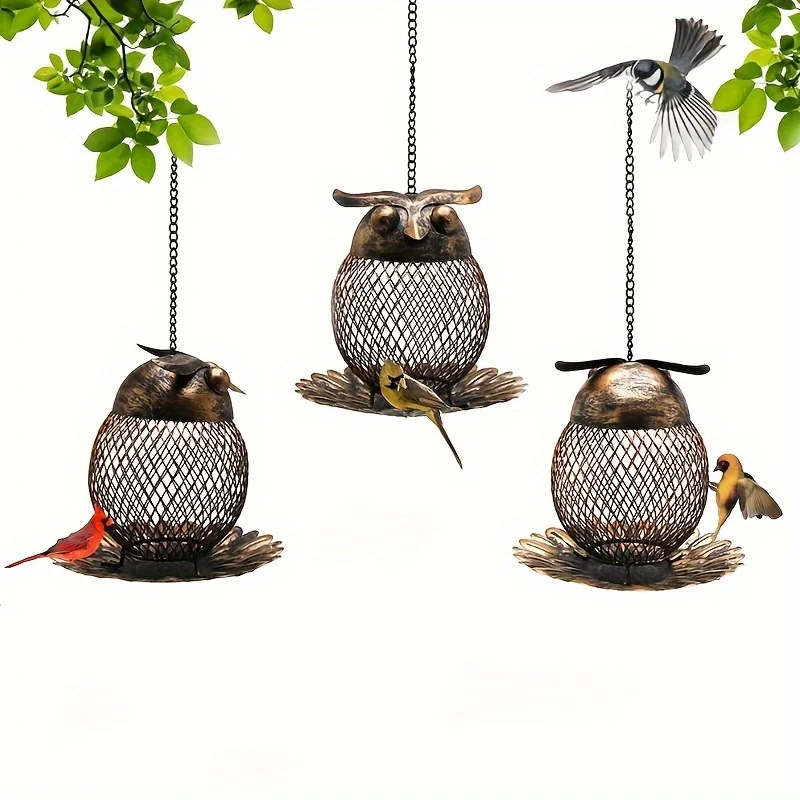 Bird feeder metal owl bird feeder yard metal hanging bird feeder outdoor bird feeder