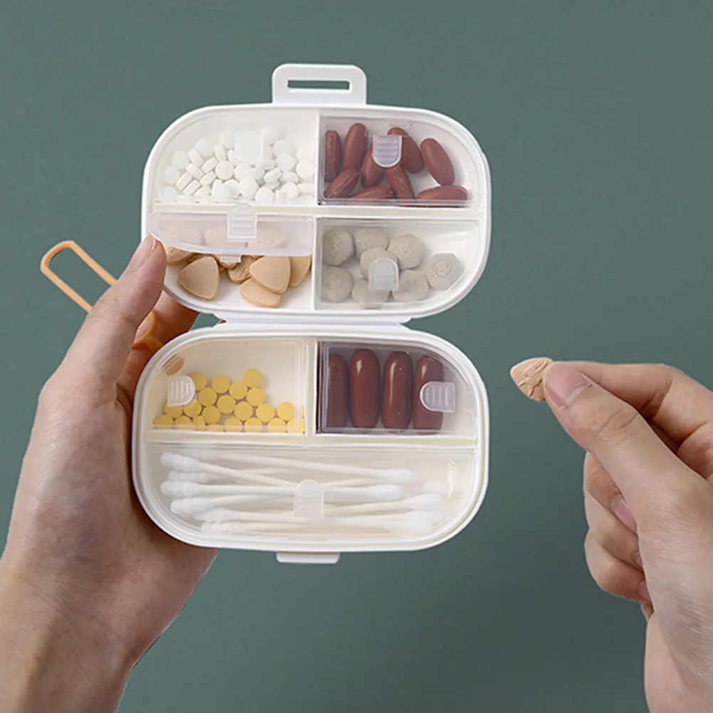 Compact Portable Medicine Organizer 7 Compartments Sealed Medicine Mini Case Daily Weekly Pills Box Reminder Wear-Resistant
