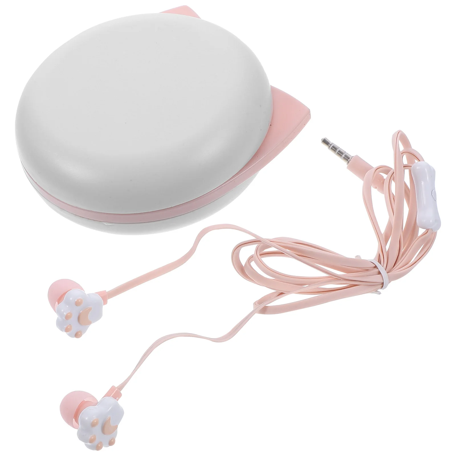 

1pc Kitten Claw Headphones Cute Cartoon Earphone For Kids Girls 3.5Mm Jack Compatible Portable Storage Box Gift Pink