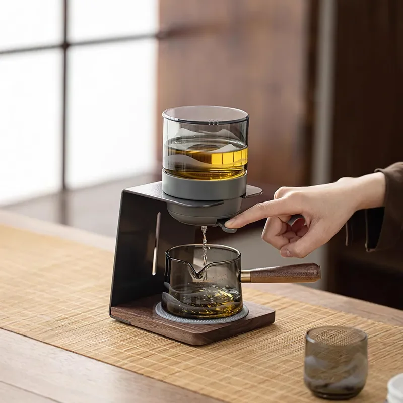 High borosilicate heat-resistant glass automatic tea set, household light luxury tea making office drinking teapot cup