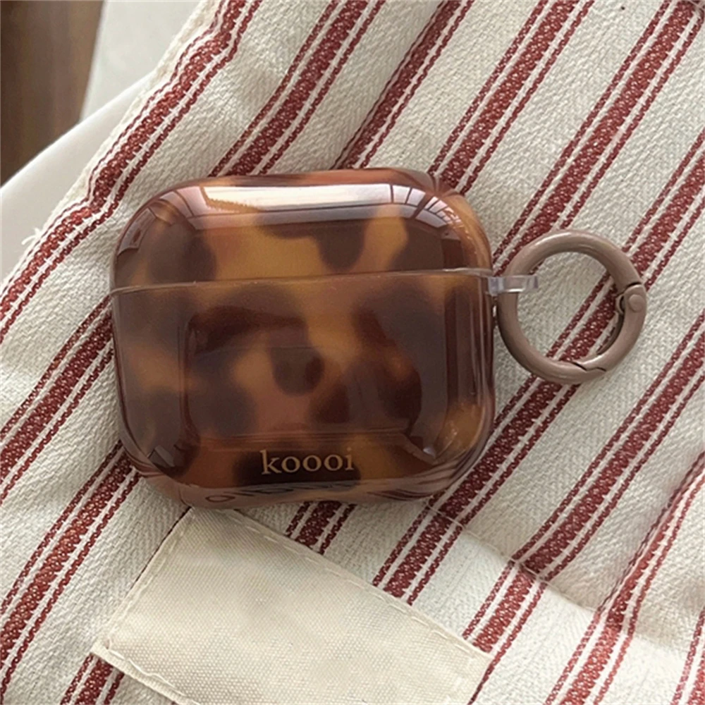 Capa de Fone de Ouvido Kawaii 3D bonito com chaveiro, padrão âmbar, escudo protetor, estojo macio para Airpods 1, 2, 3, Airpods Pro 2, luxo