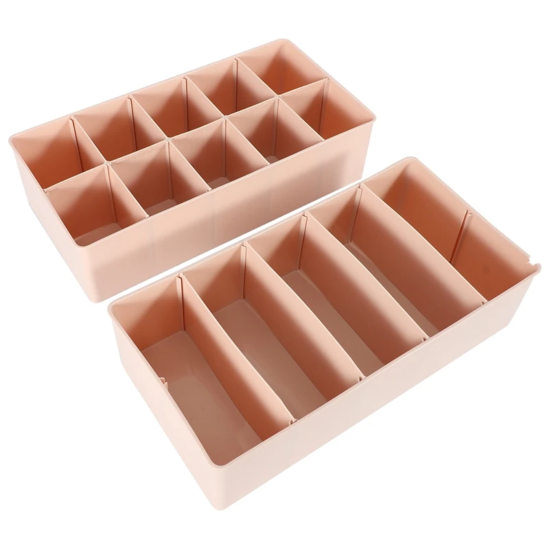 2Pcs Underwear Storage Box For Ties Socks Shorts Bra Closet Organizer Divider Drawer Multiple Grids Can Adjust The Partition