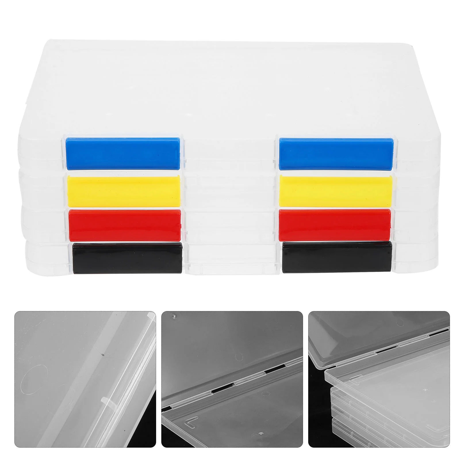 4 Pcs Protective Box Office Paper Organizer Clear Plastic Portable Project Case