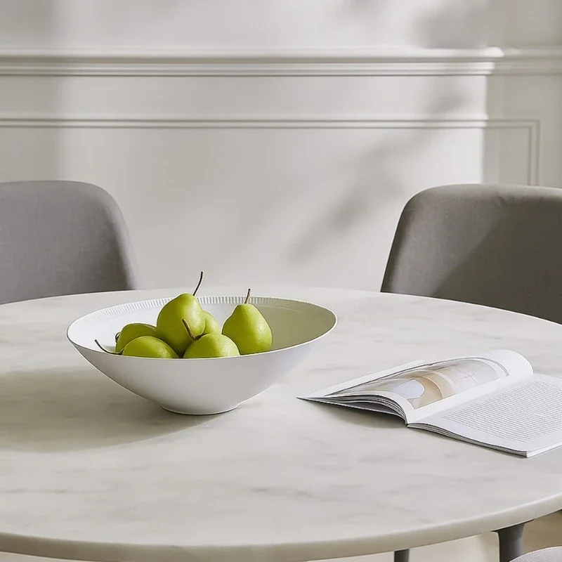 Ceramic matte fruit bowl ceramic ornament simple wind white fruit plate desktop decoration